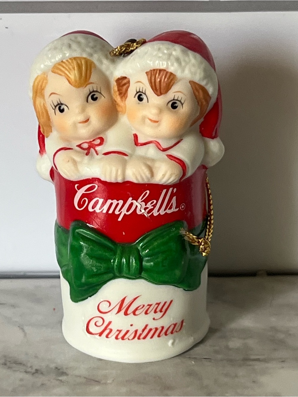 Vintage Campbell's Red White Green Christmas Ornament